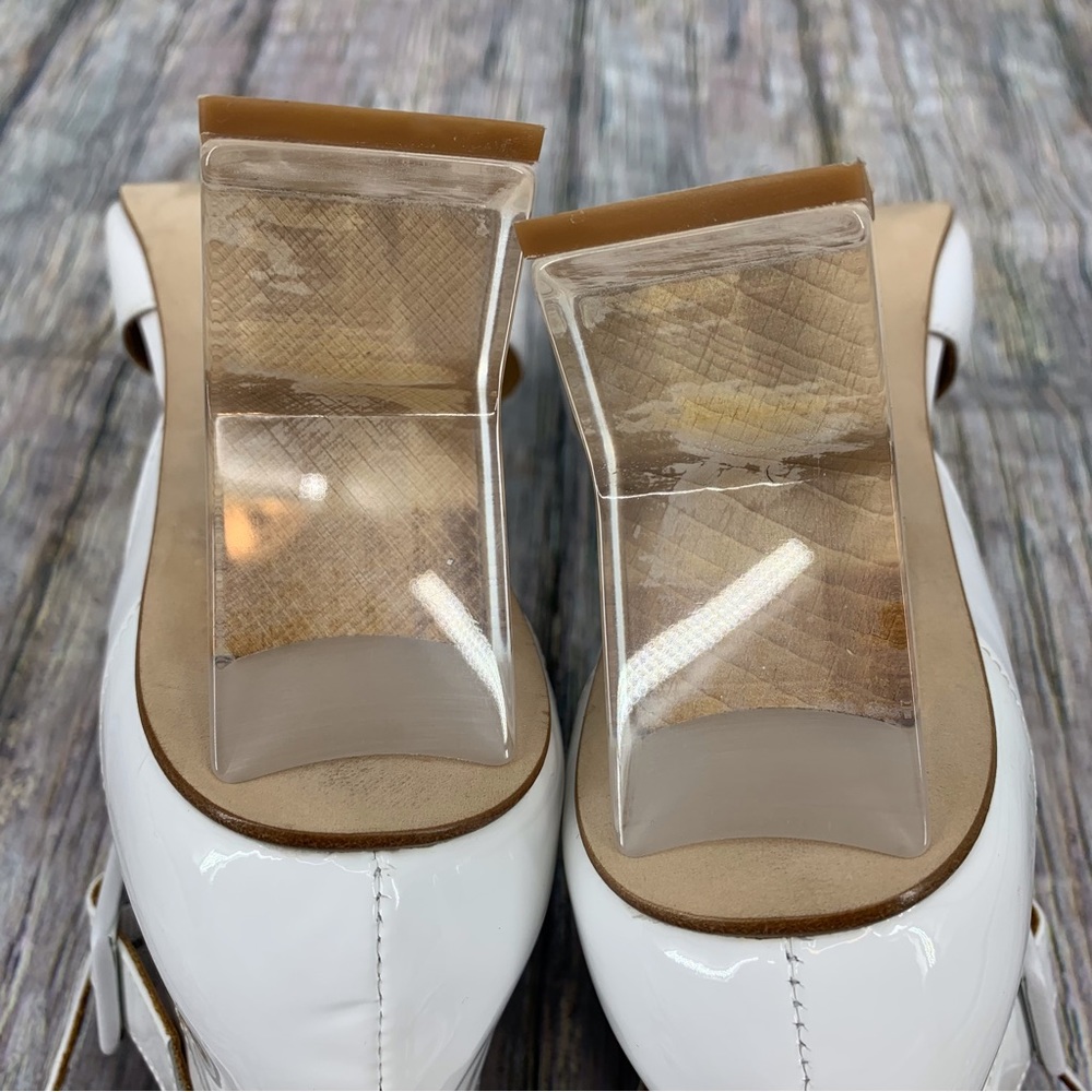 John Fluevog Modern Living Slant White Ankle Strap Heels, 9.5 - Picture 12 of 16